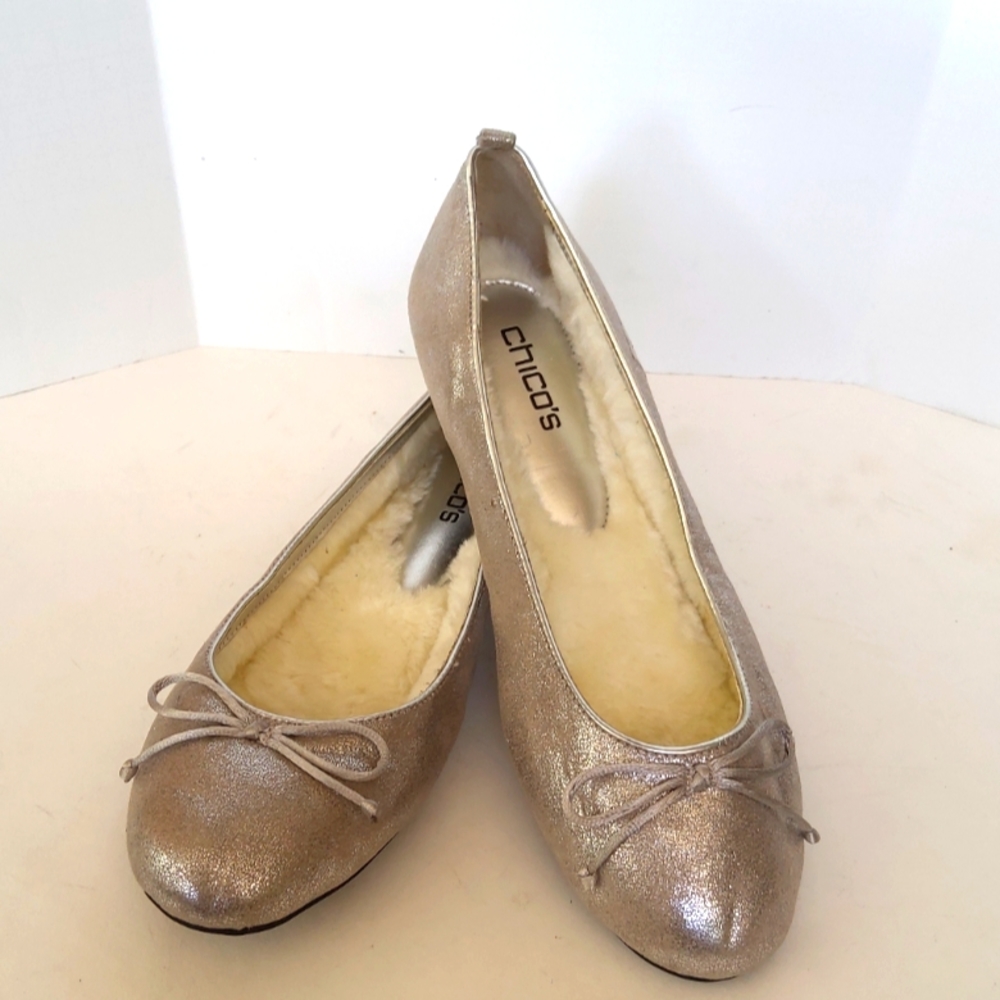 CHICO'S silver ballet flats